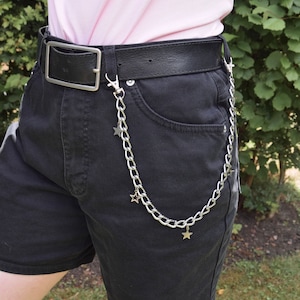 Baumwollband mit Sternanhängern Charms | Kette Gürtel, Hosenkette, Geldbörse Kette mit fünf Stern Charms. Alternativer Gürtel mit himmlischem Zaubergeist