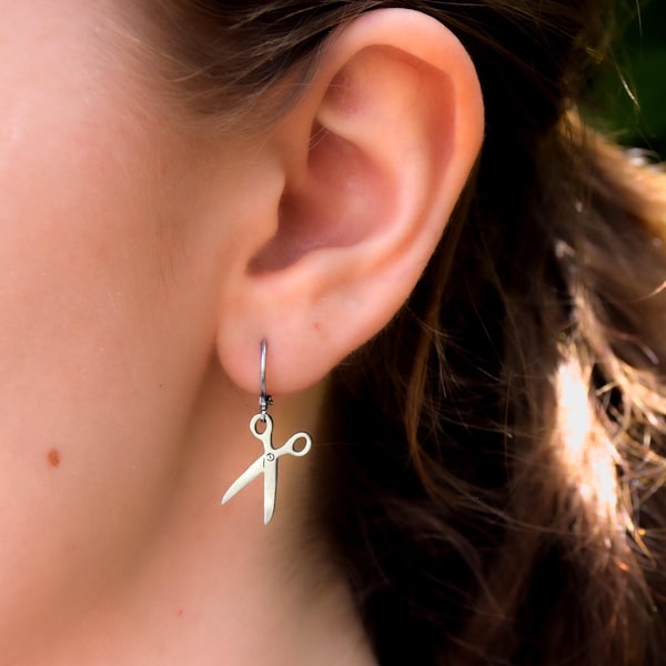 Scissor WLW Huggie Hoop Earrings: Queer Stainless Steel Lesbian Pride Scissor Jewelry | LGBT Pride, Femme Butch Gay Bisexual