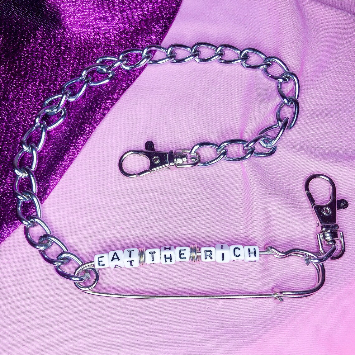 Eat the Rich Safety Pin Jean Chain Pants Chain Kilt Pin Etsy UK