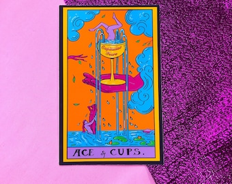 Ace of Cups tarot card vinyl sticker, witchy pagan sticker for laptop, planner etc | anti capitalist sticker, feminist utopia art