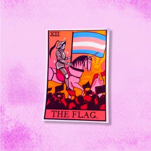 Transgender Pride Flag Tarot Card Sticker, LGBT Parade Art, queer non binary gay