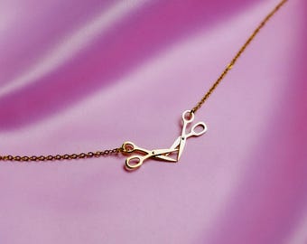 schaar gouden roestvrijstalen ketting, WLW Lesbian Pride schaarsieraden | LGBT Sapphic Pride, Femme Butch Gay Bisexual Queer Accessoires