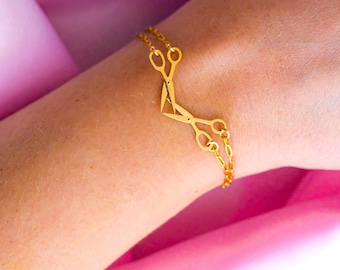 schaar gouden roestvrijstalen armband, WLW Lesbian Pride schaarsieraden | LGBT Sapphic Pride, Femme Butch Gay Bisexual Queer Accessoires