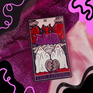 Adesivo di Halloween The Lovers, adesivo di Halloween con le carte dei tarocchi / Adesivo lesbico Ghoul friends, adesivo fantasma, adesivo queer di Halloween, saffico
