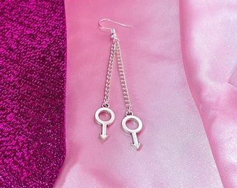 Doppel Mars Symbol, LGBTQ Pride Schmuck, Trans Ohrringe, Transgender Pride, Nonbinary, Queer Accessoires