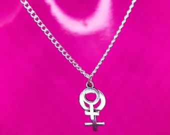 Double Venus Symbol Necklace: Lesbian Pride Jewelry