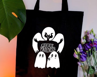 Ghoul Friends Halloween Tote Bag: Sapphic Tarot Card, WLW Pride