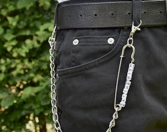 Eat The Rich Jean Chain: Punk Safety Pin Belt, Alternative Fashion