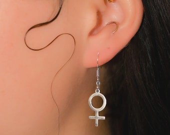 Zilveren Venus-oorbellen, roestvrijstalen Lesbian Pride-oorbellen | Sieraden met feministische symbolen, accessoires voor homo- en biseksuelen