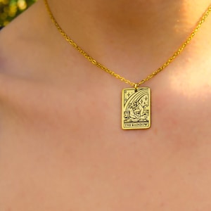 Gouden ketting Sapphic The Star tarotkaart, origineel regenboogontwerp, roestvrijstalen lesbische sieraden, Dyke WLW-accessoires
