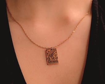 The Star tarotkaart rosévergulde ketting, Lesbian Pride Sapphic tarotkaart sieraden, The Rainbow roestvrij staal WLW accessoires