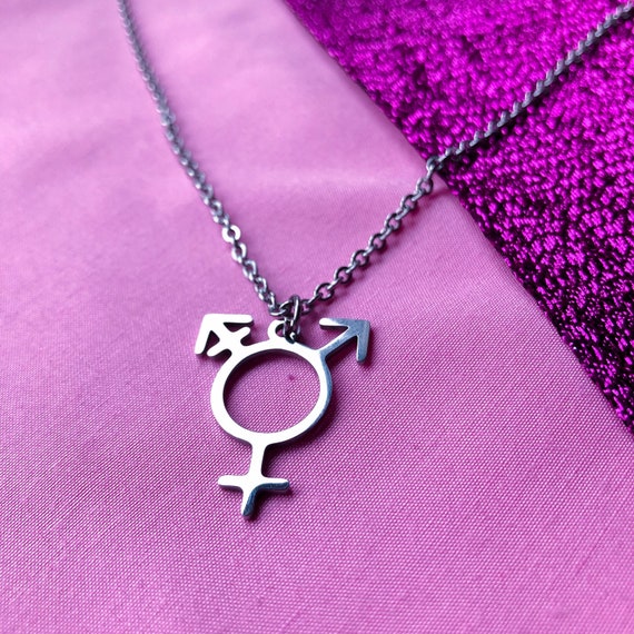 Transgender Symbol Necklace Stainless Steel Trans Pride | Etsy UK