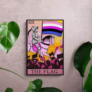 Genderfluid Flagge Tarot Karte Kunstdruck, Digitaler Download | Queer Tarot Poster, Lgbtqia Wandkunst, Lgbtqia Wandkunst