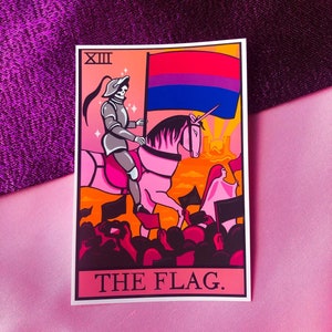Sticker carte de tarot drapeau bisexuel, Sticker fierté gay | Carte de tarot queer, autocollant de fierté bi, autocollant de fierté queer, fierté saphique, WLW, MLM