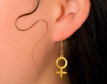 Gouden Venus-oorbellen, roestvrijstalen Lesbian Pride-oorbellen | Sieraden met feministische symbolen, accessoires voor homo- en biseksuelen