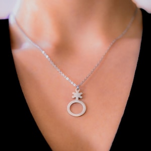 Non Binary Symbol Necklace, Transgender Pride Symbol Necklace, Genderfluid Queer LGBT Pendant Stainless Steel