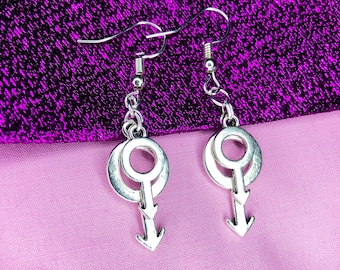 Doppel Mars Symbol Ohrringe: Silber Gay Man Pride Schmuck