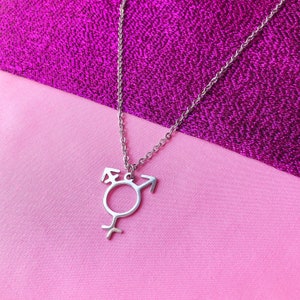 Transgender Symbol Necklace, Stainless Steel Necklace Chain With Trans ...