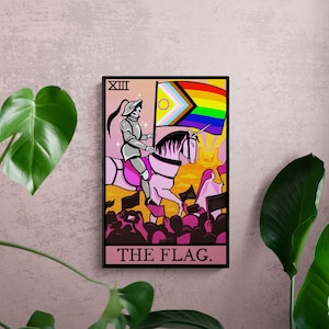 Die Flagge Tarot Karte Kunstdruck, LGBT Fortschritt Stolz Flagge digitaler Download Kunst | Gay Kunstdruck, Queer Wandkunst, Pride Kunstwerk, Gay Pride Kunst
