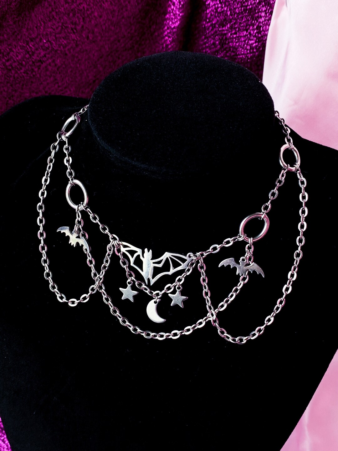 Handmade Stainless Steel Bat Necklace: Spooky Halloween Jewelry - Etsy