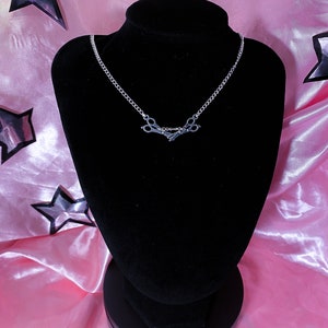 Silver scissor necklace, lesbian pride necklace, two silver scissor charms on a silver chain. Funny novelty Sapphic WLW pride necklace image 3