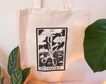 Draagtas tarotkaart schaar: Lesbian Pride Fairtrade katoenen tas