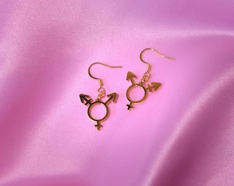Gouden transgenderoorbellen, roestvrijstalen Trans Pride-oorbellen | Sieraden met LGBTQIA+-symbolen, accessoires voor homo- en biseksuelen