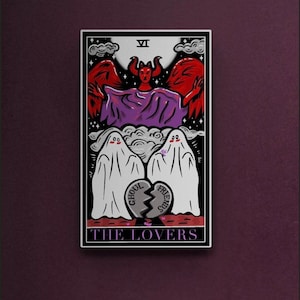 Die Liebende Tarot Karte Wandkunst, Halloween digitaler Download | Ghoul Freunde lesbische Tarot Karte, Halloween sapphic, queer Halloween zum Ausdrucken