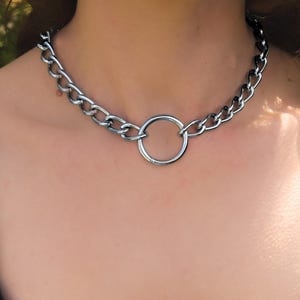 Dicke Kette mit O-Ring, große, klobige Kette mit O-Ring | alternative Modekette, Emo-Mode, Whimsigoth