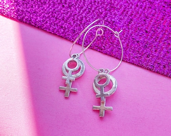 Double venus hoop earrings | female symbol | lesbian earrings | gay earrings | bisexual | WLW | pride earrings | Sappho Sapphic