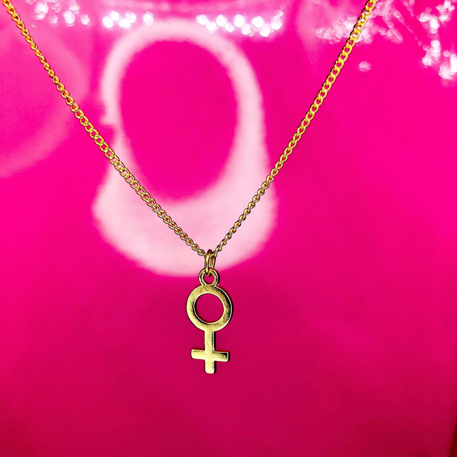 Gold plated Venus Symbol necklace Beautiful and delicate. Etsy