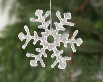 Fused Glass Snowflake Ornament | Sun Catcher | Unique | Handmade | No Two Alike