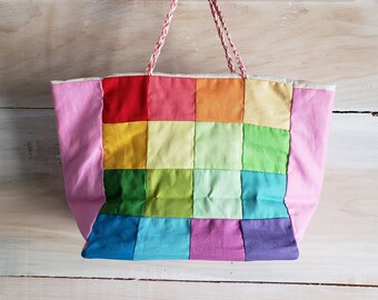 rainbow quilted purse