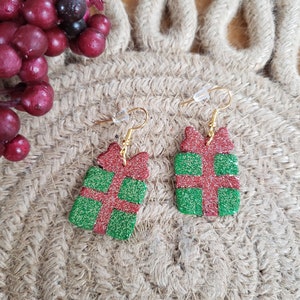 Polymer Clay Earrings // Present Earrings // Holiday Earrings, Christmas Earrings, Dangle Earrings