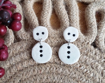 Polymer Clay Earrings // Snowman Earrings // Cute Earrings, Holiday Earrings, Christmas, Stud Earrings