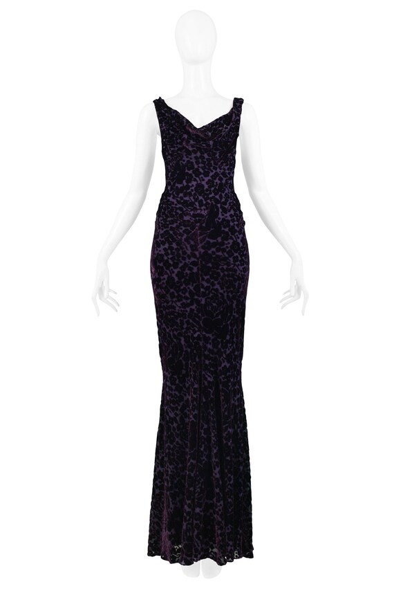 Vintage John Galliano Purple Devore Gown