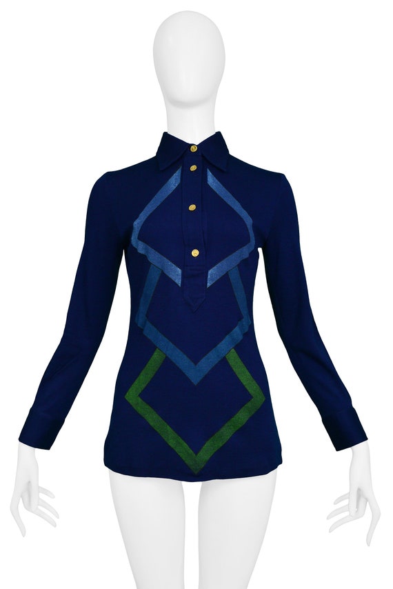 Vintage ROBERTA DI CAMERINO Navy Blue Diamond Prin