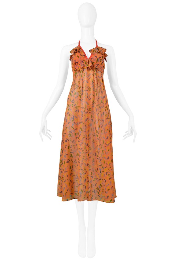 Vintage Ossie Clark Orange Squiggle Dress