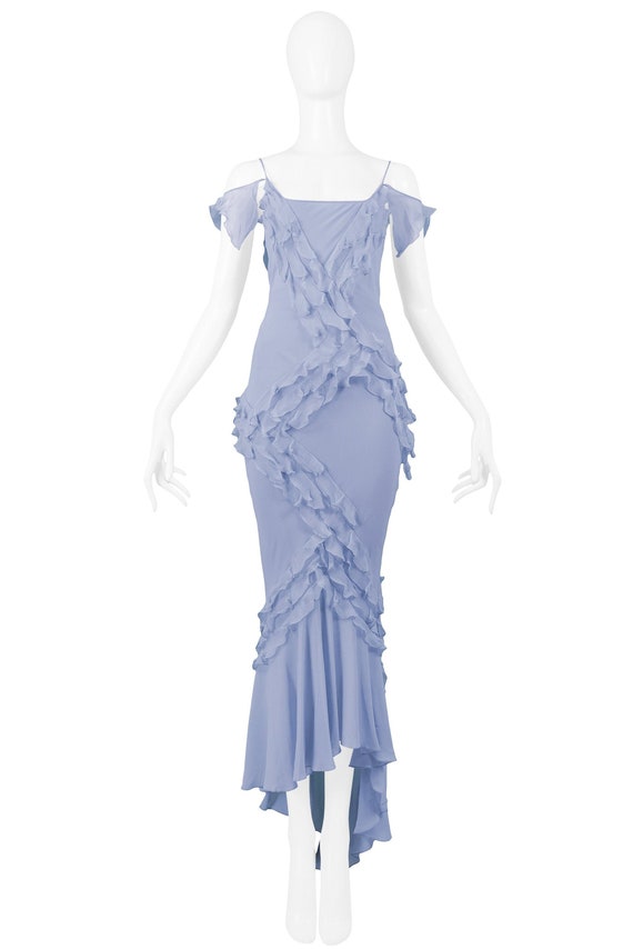 Vintage John Galliano French Blue Silk Chiffon Ruf