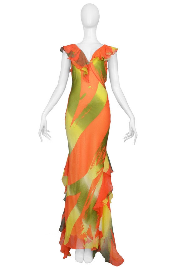 Stephen Burrows Multicolor Silk Chiffon Bias Cut E