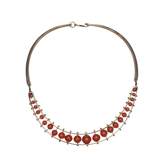 Vintage Jack Boyd Brutalist Bronze and Carnelian N