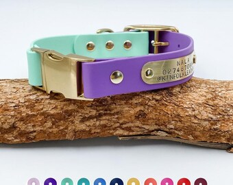 Quick Release BioThane® Dog Collar with Personalized Nameplate | Waterproof Dog Collar | Adjustable Buckle Dog Collar with Name