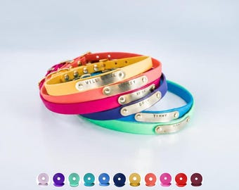 Waterproof Dog Collar with Nameplate | Custom BioThane Dog Collar with name | Adjustable Buckle Collar and Silent Dog ID Tag