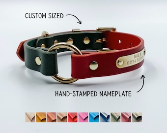 Custom Leather O Ring Dog Collar with optional nameplate | Rust-Proof Brass Hardware - Personalized and Unique | Made in New Zealand