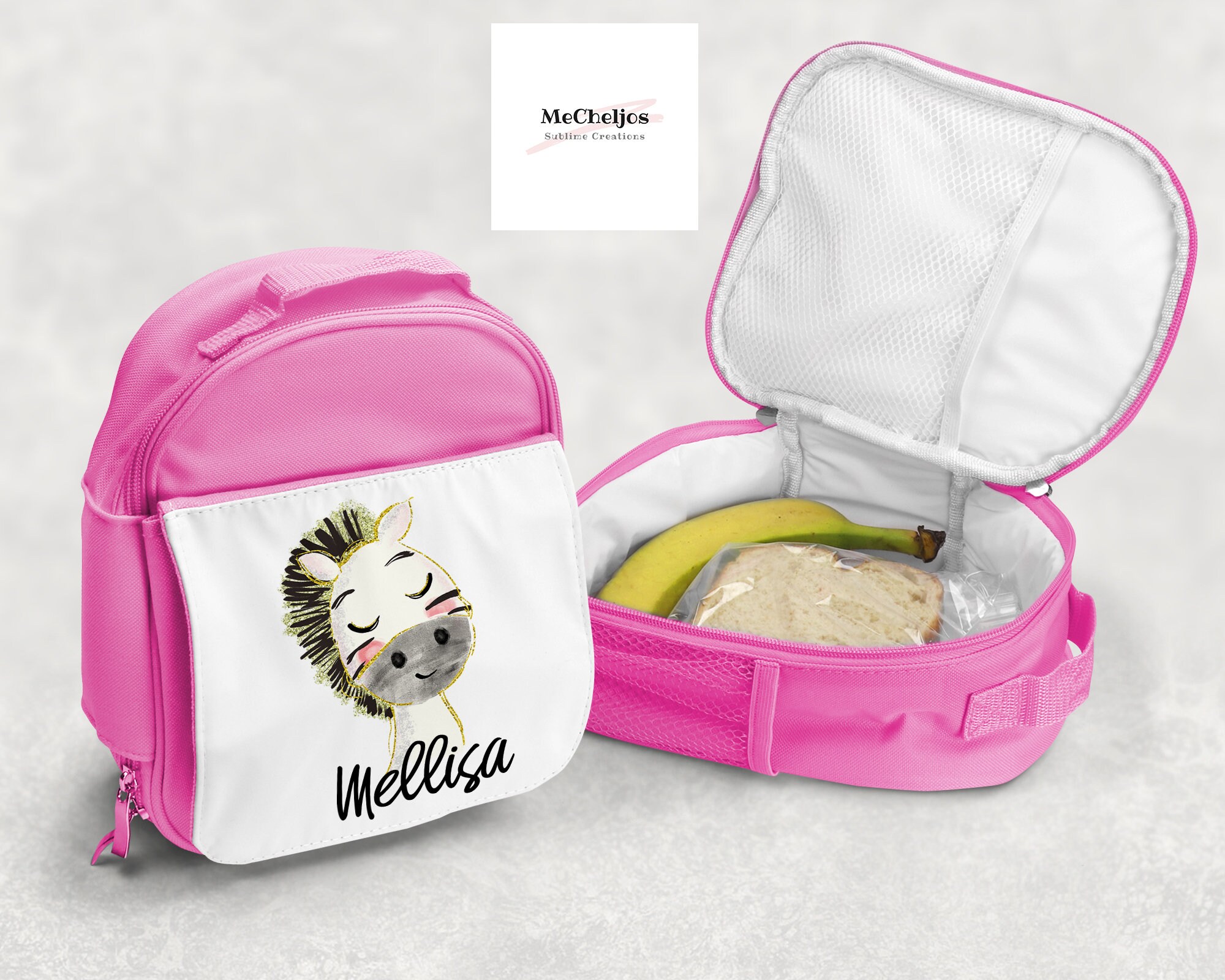 Personalised zebra girl lunch bag kids personalised lunch Etsy