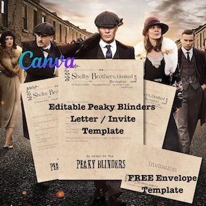 Invitación imprimible con letras personalizadas de Peaky Blinders en lienzo