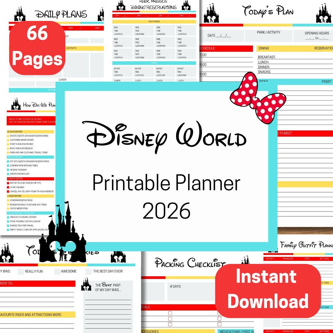 Printable Disneyworld Wdw Planner Florida Planner 2026 Orlando Planner