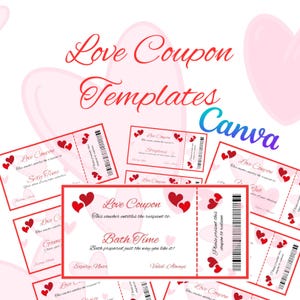 Valentines Day Printable love coupon for him her valentines voucher personalised coupon flirty sexy coupon valentine canva template