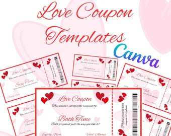 Valentijnsdag Afdrukbare liefdesbon voor hem haar valentijnsbon gepersonaliseerde coupon flirterige sexy coupon valentijncanvasjabloon