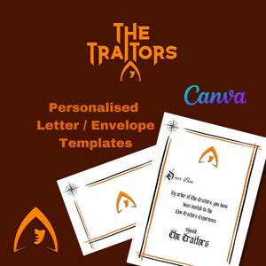Plantilla de lienzo de la carta de los traidores, regalo del programa de televisión de los traidores, descarga instantánea, réplica de la carta de asesinato de los traidores